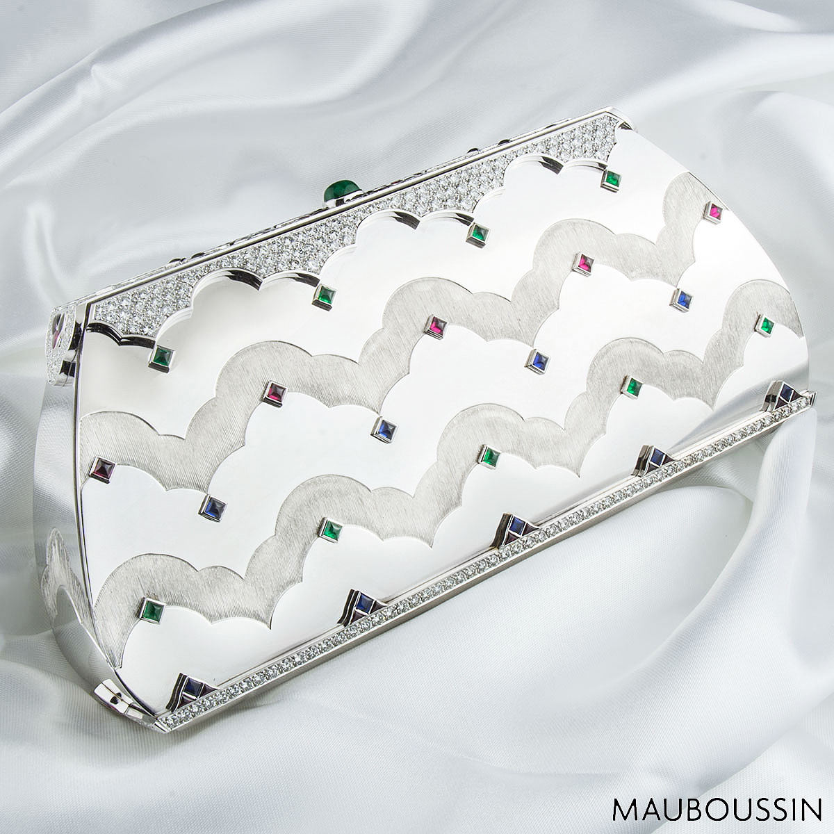 Mauboussin White Gold Diamond, Ruby, Sapphire & Chrysophrase Clutch Bag Mauboussin White Gold Diamond, Ruby, Sapphire & Chrysophrase Clutch Bag